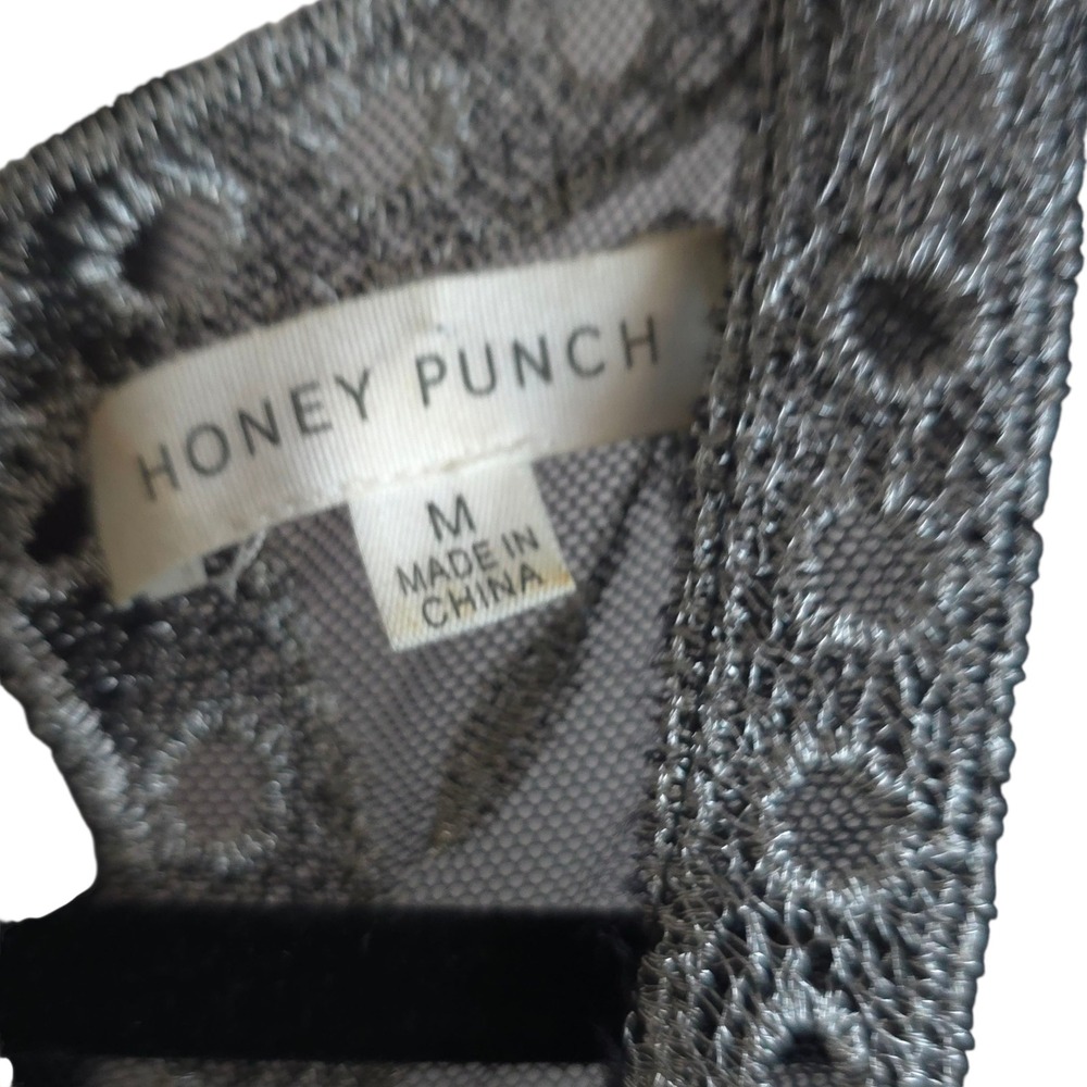Honey Punch by List Plunge Black Silver Lace Romper M Whimsygoth Vampire Fairy - Picture 13 of 15